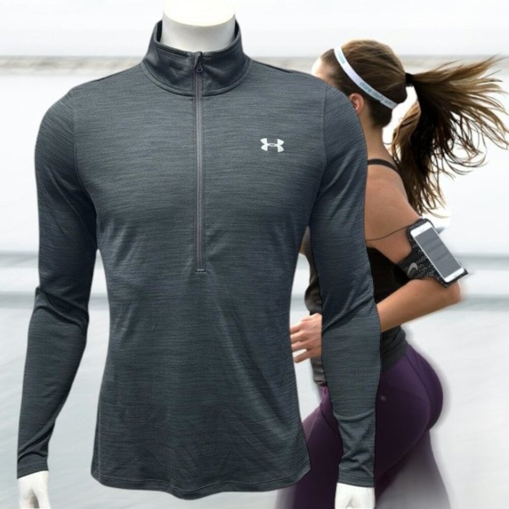 Under Armour 1/4 Zip Henley Gray Heather Women’s Pullover Shirt Jacket Size LG
